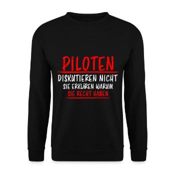 Pilot Lustiger Spruch Flugplatz Flugsport Geschenk - Unisex Pullover - Schwarz - Vorne - Alina (178cm) & Michal (187cm)