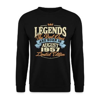 Real legends are born in august 1957 - Unisex Sweatshirt - black - Front - Alina (178cm) & Michal (187cm)