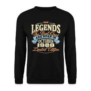 Real legends are born in october 1980 - Unisex Sweatshirt - black - Front - Alina (178cm) & Michal (187cm)