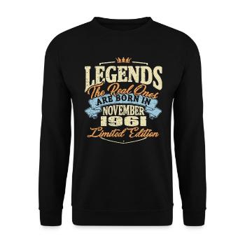 Echte Legenden werden im November 1961 geboren - Unisex Pullover - Schwarz - Vorne - Alina (178cm) & Michal (187cm)