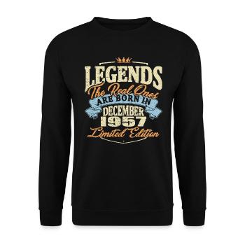Real legends are born in december 1957 - Unisex Sweatshirt - black - Front - Alina (178cm) & Michal (187cm)