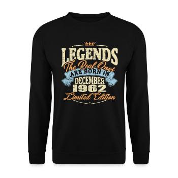 Real legends are born in december 1962 - Unisex Sweatshirt - black - Front - Alina (178cm) & Michal (187cm)