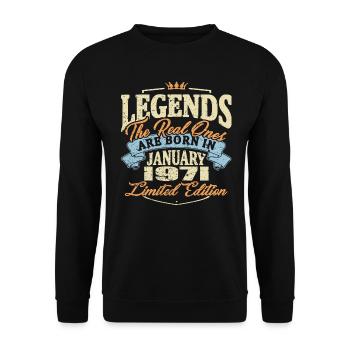 Real legends are born in january 1971 - Unisex Sweatshirt - black - Front - Alina (178cm) & Michal (187cm)