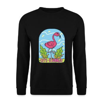 Let's Flamingle TShirt Flamingo pink pink gift - Unisex Sweatshirt - black - Front - Alina (178cm) & Michal (187cm)