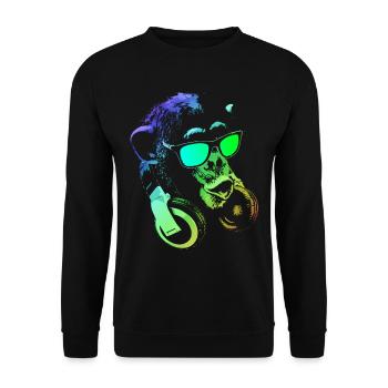 Affe DJ - Unisex Pullover - Schwarz - Vorne - Alina (178cm) & Michal (187cm)