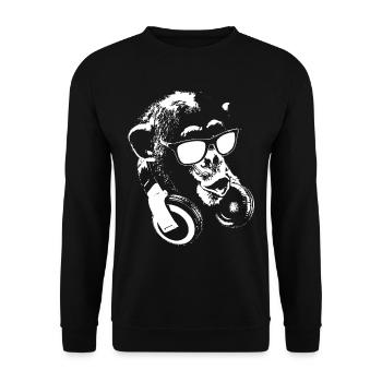 Monkey DJ White - Unisex Sweatshirt - black - Front - Alina (178cm) & Michal (187cm)