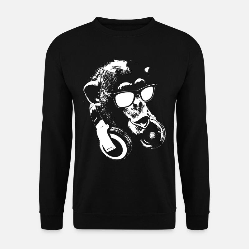 Affe DJ Weiß - Unisex Pullover - Schwarz