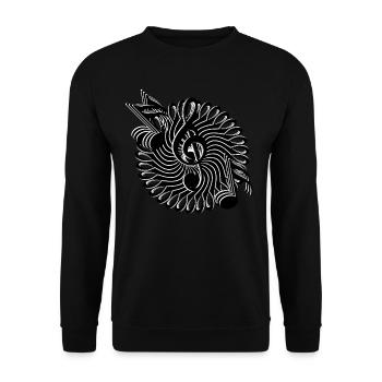 Notenschlüssel und Noten Muster - Unisex Pullover - Schwarz - Vorne - Alina (178cm) & Michal (187cm)