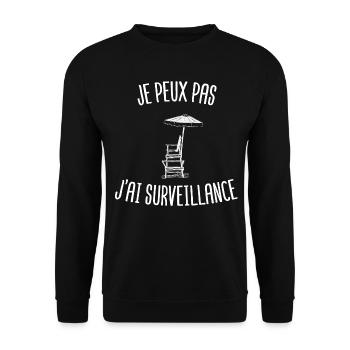 je peux pas j'ai surveillance | sauveteur BNSSA - Sweat-shirt Unisexe - noir - Devant - Alina (178cm) & Michal (187cm)