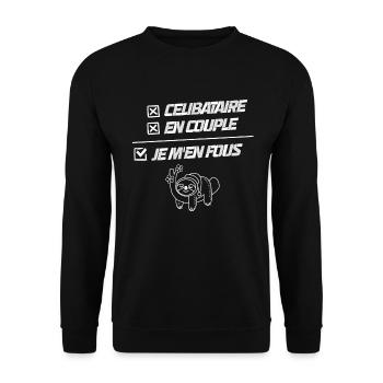 Tee shirt pas envie humour je m en fous - Sweat-shirt Unisexe - noir - Devant - Alina (178cm) & Michal (187cm)