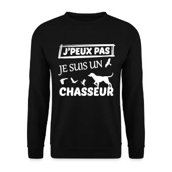 je peux pas j ai chasse - Sweat-shirt Unisexe - noir - Devant - Alina (178cm) & Michal (187cm)
