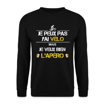 Je peux pas j ai vélo humour - Sweat-shirt Unisexe - noir - Devant - Alina (178cm) & Michal (187cm)