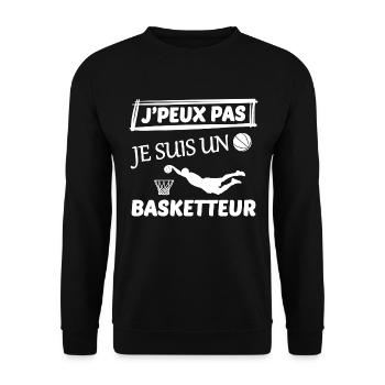 J peux pas j ai basket - Sweat-shirt Unisexe - noir - Devant - Alina (178cm) & Michal (187cm)