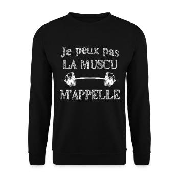 Je peux pas j ai muscu - Sweat-shirt Unisexe - noir - Devant - Alina (178cm) & Michal (187cm)