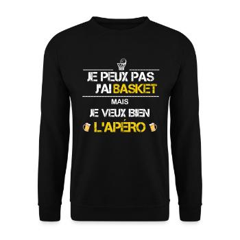 Je peux pas j ai basket humour - Sweat-shirt Unisexe - noir - Devant - Alina (178cm) & Michal (187cm)