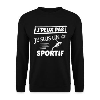 je peux pas j ai sport - Sweat-shirt Unisexe - noir - Devant - Alina (178cm) & Michal (187cm)
