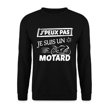 j peux pas j ai moto - Sweat-shirt Unisexe - noir - Devant - Alina (178cm) & Michal (187cm)