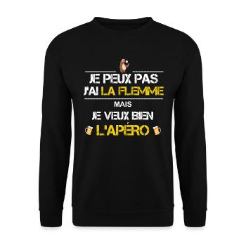 Je peux pas j ai la flemme - Sweat-shirt Unisexe - noir - Devant - Alina (178cm) & Michal (187cm)
