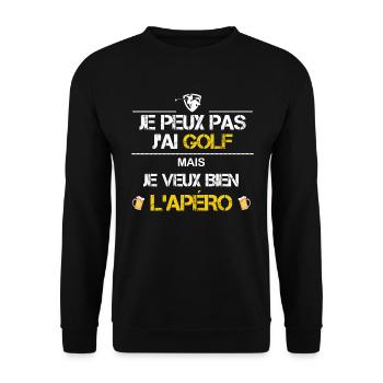 Je peux pas j ai golf humour - Sweat-shirt Unisexe - noir - Devant - Alina (178cm) & Michal (187cm)