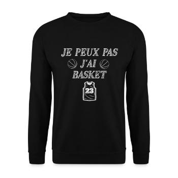 je peux pas j ai basket - Sweat-shirt Unisexe - noir - Devant - Alina (178cm) & Michal (187cm)