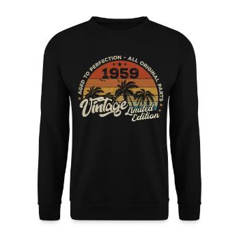 Vintage 1959 Geburtstag Retro 1959 - Unisex Pullover - Schwarz - Vorne - Alina (178cm) & Michal (187cm)