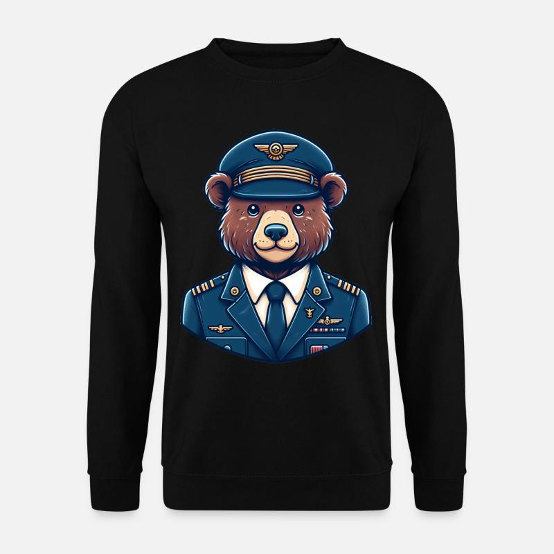 Cute Bear Pilot - Unisex Pullover - Schwarz