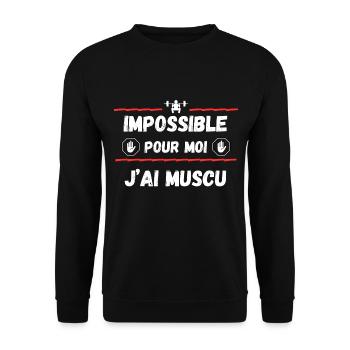 impossible pour moi, j'ai muscu - Sweat-shirt Unisexe - noir - Devant - Alina (178cm) & Michal (187cm)