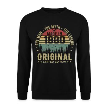 Original 1980er Jahre Retro 1980er Jahre Geburtstagsgeschenk 1980er Jahre - Unisex Pullover - Schwarz - Vorne - Alina (178cm) & Michal (187cm)