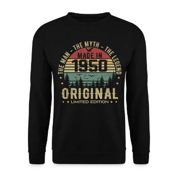 Original 1950er Jahre Retro 1950er Jahre Geburtstagsgeschenk 1950er Jahre - Unisex Pullover - Schwarz - Vorne - Alina (178cm) & Michal (187cm)