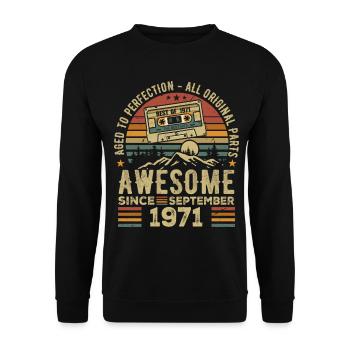 Anniversaire Septembre 1971 Vintage Septembre 1971 - Sweat-shirt Unisexe - noir - Devant - Alina (178cm) & Michal (187cm)