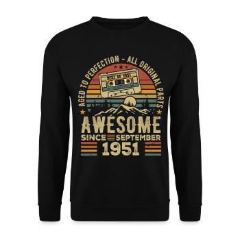 Anniversaire Septembre 1951 Vintage Septembre 1951 - Sweat-shirt Unisexe - noir - Devant - Alina (178cm) & Michal (187cm)