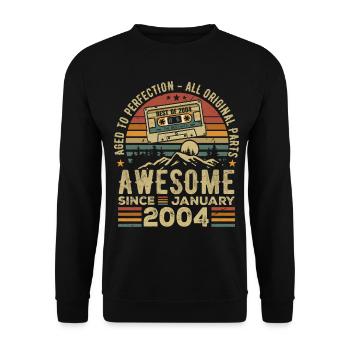Anniversaire Janvier 2004 | Cadeau Janvier 2004 - Sweat-shirt Unisexe - noir - Devant - Alina (178cm) & Michal (187cm)