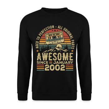 Anniversaire Janvier 2002 | Cadeau Janvier 2002 - Sweat-shirt Unisexe - noir - Devant - Alina (178cm) & Michal (187cm)