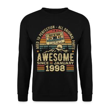 Anniversaire Janvier 1998 | Cadeau Janvier 1998 - Sweat-shirt Unisexe - noir - Devant - Alina (178cm) & Michal (187cm)