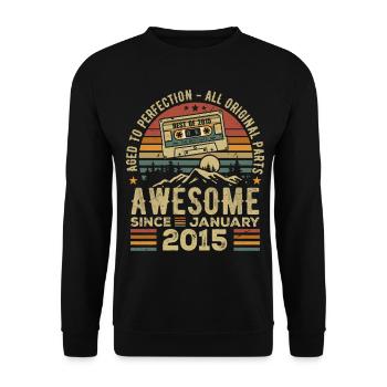Geburtstag Januar 2015 | Januar 2015 Geschenk - Unisex Pullover - Schwarz - Vorne - Alina (178cm) & Michal (187cm)
