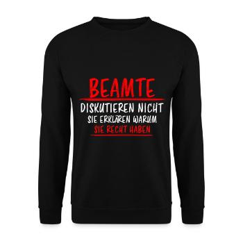 Beamter Lustiger Spruch Verbeamtung Büro Geschenk - Unisex Pullover - Schwarz - Vorne - Alina (178cm) & Michal (187cm)