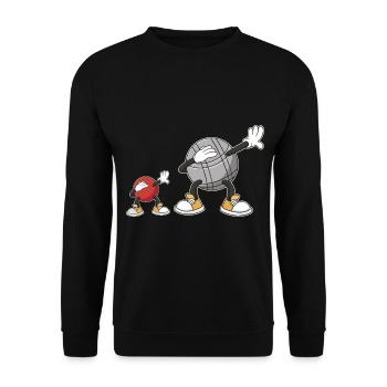 Dabbing Boulekugeln für Bouler boulen Boulesport - Unisex Pullover - Schwarz - Vorne - Alina (178cm) & Michal (187cm)