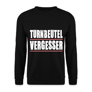 Turnbeutel Vergesser Sportunterricht für Schüler - Unisex Pullover - Schwarz - Vorne - Alina (178cm) & Michal (187cm)