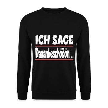 Ich sage Dankeschön für einen Kollege oder - Unisex Pullover - Schwarz - Vorne - Alina (178cm) & Michal (187cm)