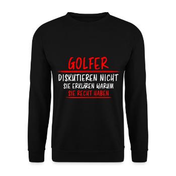Golfer Hobby Golf Lustiger Spruch Spieler Geschenk - Unisex Pullover - Schwarz - Vorne - Alina (178cm) & Michal (187cm)