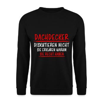 Dachdecker Job Handwerker Lustiger Spruch Geschenk - Unisex Pullover - Schwarz - Vorne - Alina (178cm) & Michal (187cm)