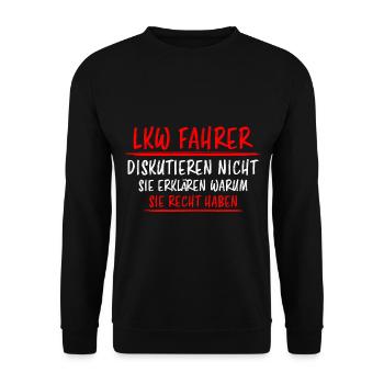 LKW Fahrer Lustige Spruch Lastkraftwagen Geschenk - Unisex Pullover - Schwarz - Vorne - Alina (178cm) & Michal (187cm)