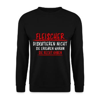 Fleischer Metzger Beruf Lustiger Spruch Geschenk - Unisex Pullover - Schwarz - Vorne - Alina (178cm) & Michal (187cm)