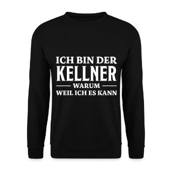 Kellner Spruch Restaurant Lustige Kellner Geschenk - Unisex Pullover - Schwarz - Vorne - Alina (178cm) & Michal (187cm)