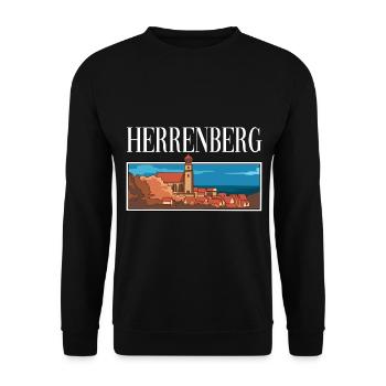 Herrenberg Gäufelden Böblingen Stadt - Unisex Pullover - Schwarz - Vorne - Alina (178cm) & Michal (187cm)