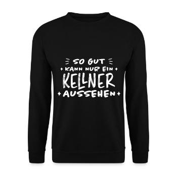 Kellner Lustige Spruch Service Restaurant Geschenk - Unisex Pullover - Schwarz - Vorne - Alina (178cm) & Michal (187cm)