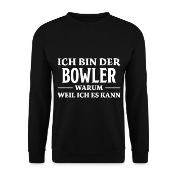 Bowling Spruch Bowlingspieler Fun Bowler Geschenk - Unisex Pullover - Schwarz - Vorne - Alina (178cm) & Michal (187cm)