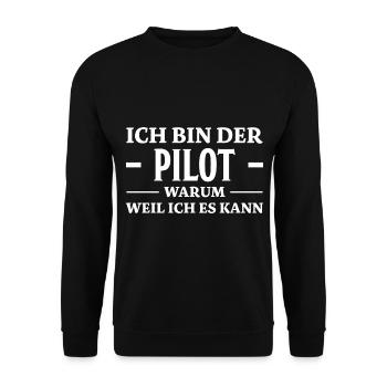 Pilot Spruch Flugsport Lustiges Piloten Geschenk - Unisex Pullover - Schwarz - Vorne - Alina (178cm) & Michal (187cm)