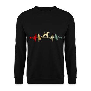 Drahthaar Foxterrier Herzschlag Retro - Unisex Pullover - Schwarz - Vorne - Alina (178cm) & Michal (187cm)