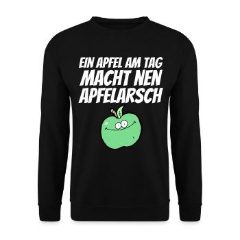 Obst Apfel Po Arsch süß witzig gesund Sexy Blatt - Unisex Pullover - Schwarz - Vorne - Alina (178cm) & Michal (187cm)